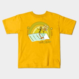 sea lovers and lady sliders // retro surf art by surfy birdy Kids T-Shirt